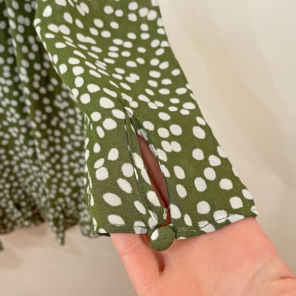 Last Chance! New Reformation Marcy Spotted Mini Dress Moiret Green 4, S $218 - Picture 5 of 11